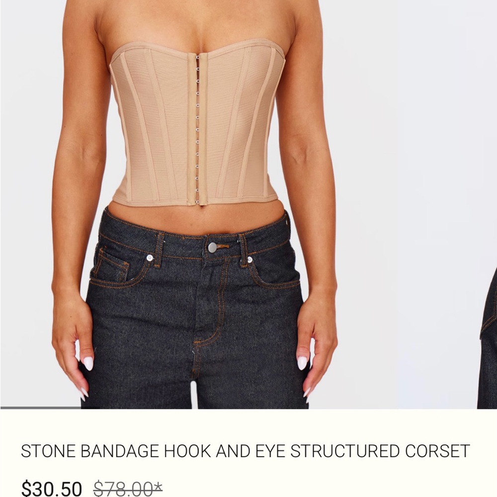 PrettyLittleThing Beige Corset Top